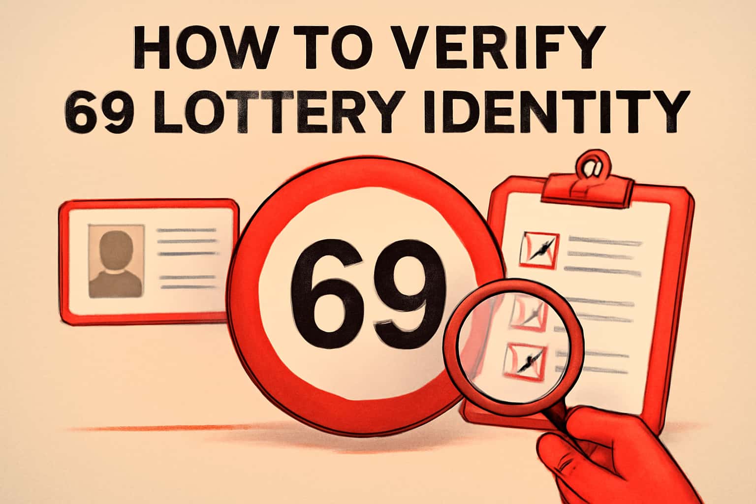 A visual representation of the process to verify identity on 69 Lottery.