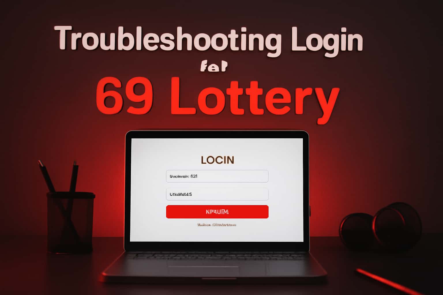 A visual representation of troubleshooting login issues for 69 Lottery with the relevant text prominently displayed.
