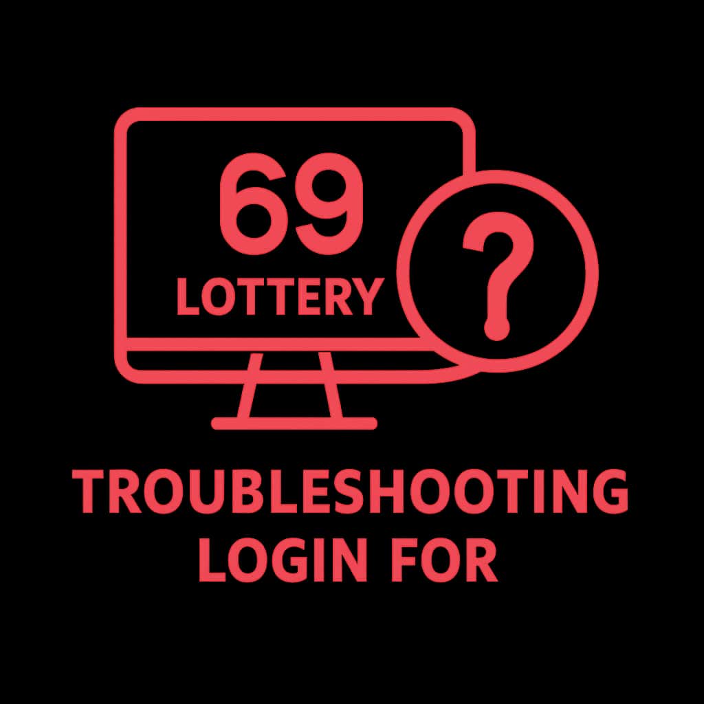 An icon illustrating support for 69 Lottery login issues with relevant text.