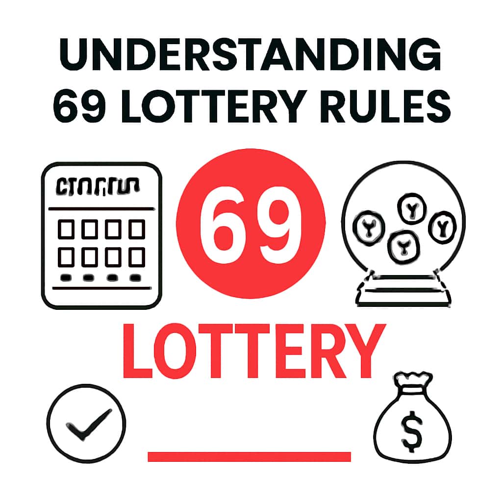 An educational illustration depicting key aspects of 69 Lottery rules.